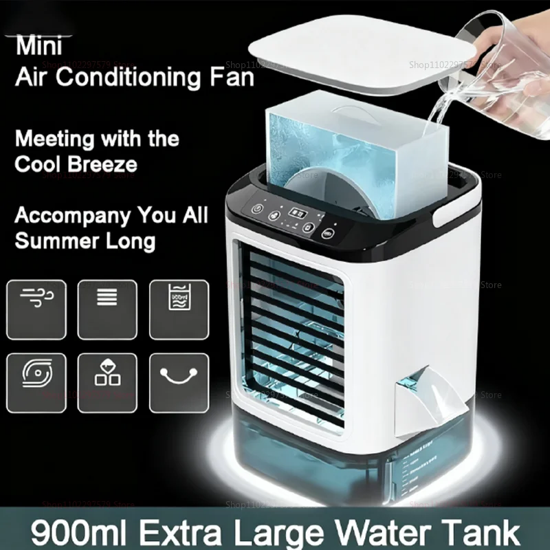 ترقية جديدة لعام 2025 مروحة تبريد الهواء الصغيرة لسطح المكتب مع مرطب رذاذ يعمل بالطاقة الصامتة تبريد محمول لغرفة النوم والمكتب المنزلي