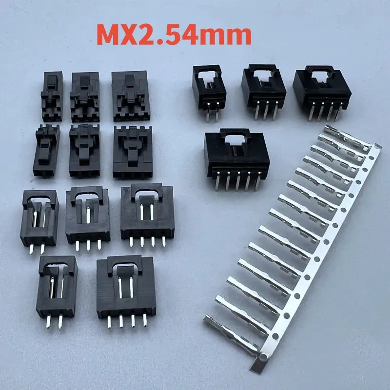 10PCS MX2.54 TJC8 Dupont Connector 2/3/4/5/12Pin with Belt Buckle Single Row 2.54mm Right Angle Pin Header Housing Terminals