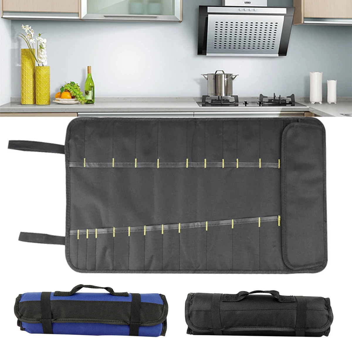 

1PC Chef's knife Roll Heavy Duty Roll Up Bag Wrench Multipurpose Tool Bag for Electrician Folding Tool Bag