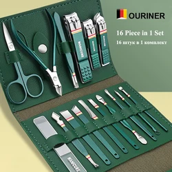 12-16pcs/set Nail Cutter Set Stainless Steel Nail Clippers Set With Folding Bag Manicure Cutter Kits Scissors Makeup Beauty Tool