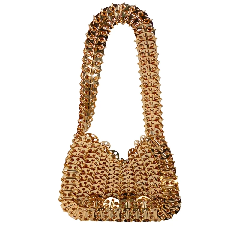 

Дизайнерская роскошная женская сумка-клатч ручной работы с металлическими пайетками, полая, для вечерних выходов, весна-лето 2026, с металлической цепочкой, сумка-тоут