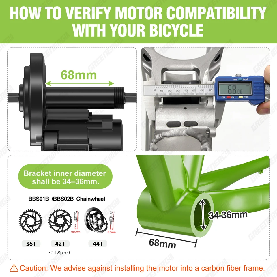 BAFANG BBS01B BBS02B Ebike Motor Mid Drive Kit 250W 350W 500W