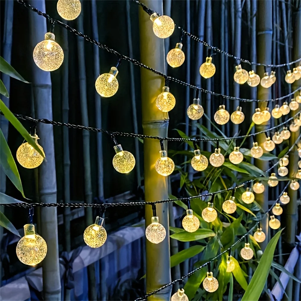 

20 50 100 LED Perfect Solar Powered Crystal Ball String Lights For Outdoor Camping Festivals Thanksgiving Christmas Decor