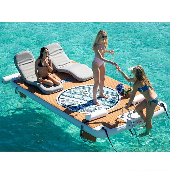 20 thickness floating dock water inflatable platform with hard ladder swimming fishing leisure island