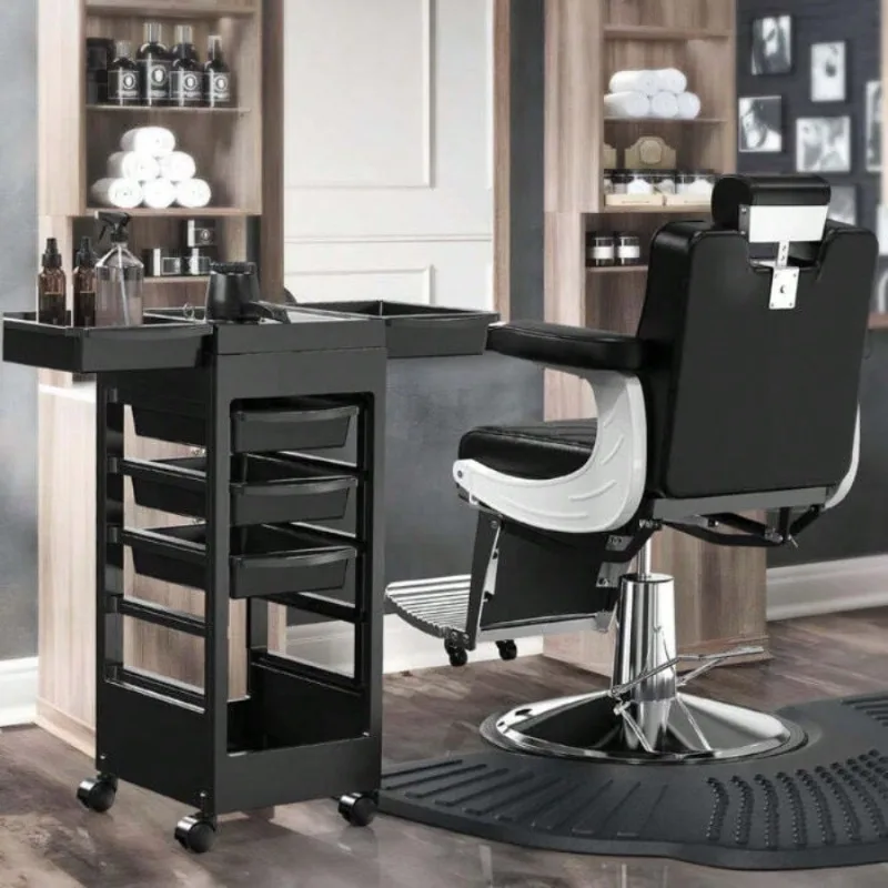 Beauty Salon Rolling Cart, Barber Storage Station Hairstylist Salon Professional Barber Dye Cart Mobile Station Trolley