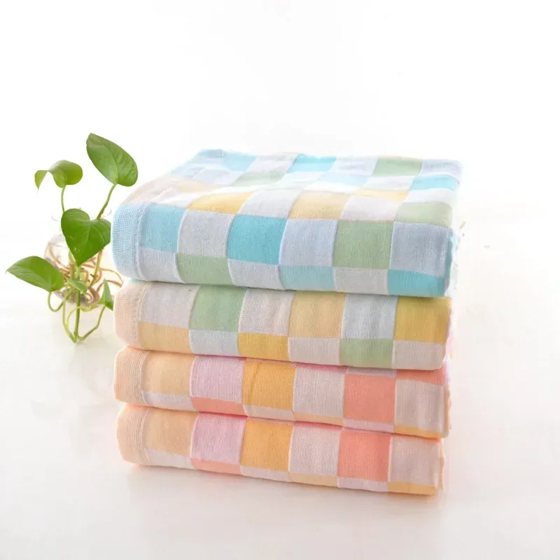 Double-layer Gauze Children\'s Towel Thin Plaid Can Be Hung Pure Cotton Baby Saliva Towel Infant Soft Color Matching Small Towel