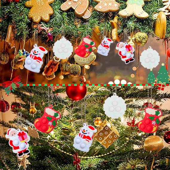 Christmas Party Favors,20 Pcs Pop Fidget Toys Keychain Its for Kids Push Bubble Pops Bulk Sensory Toys,Goodie Bag Treasure Box