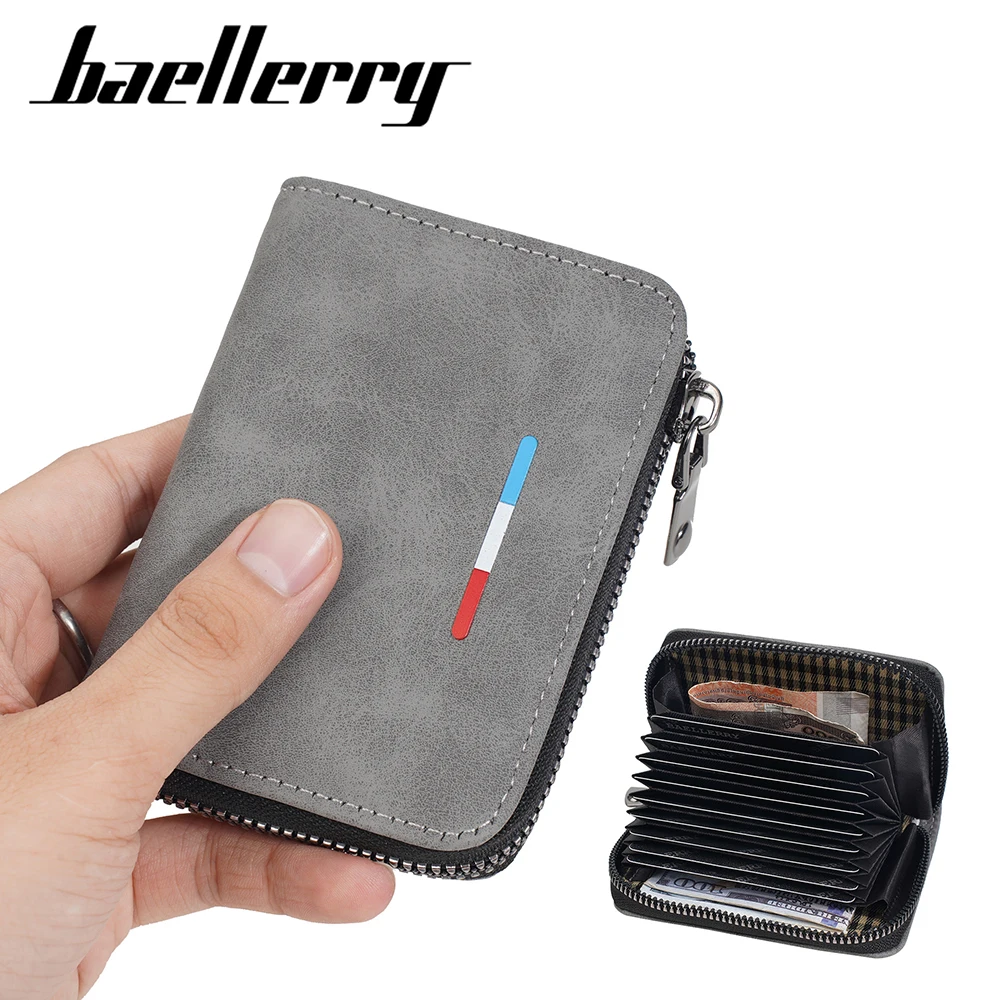 New Men's Wallets Simple Retro Multi Card Holder Top Quality Male Coin Purses Zipper Organ Card Clips Classic Card Bags For Men
