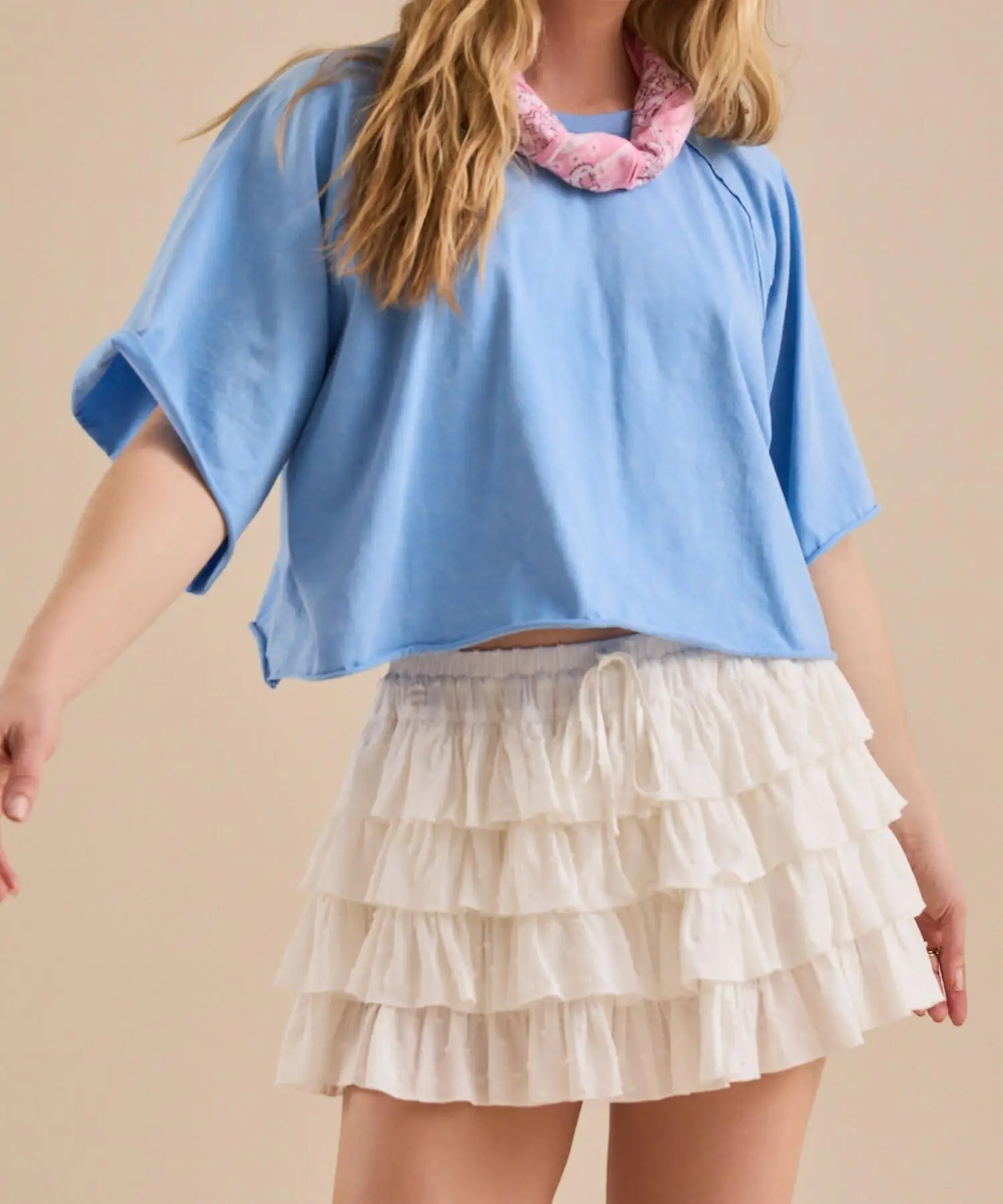 

New Fashion Women Mini Layered Ruffle Skirt Jacquard Elastic Waist A-line Short Cake Skirt Casual Summer Streetwear S-XL