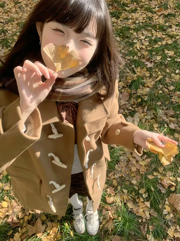 

Длинное шерстяное хлопковое пальто женское цвета хаки с воротником на пуговицах Jaet Tokyo Annual JK Sle Commute OL Faion Прямой крой из полиэстера ...