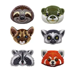 Animal Patches For Clothing Termoadhesivos Embroidery Little Panda Raccoon Sloth Otter Cute Animal Head Ironing On Shirt DIY Swe