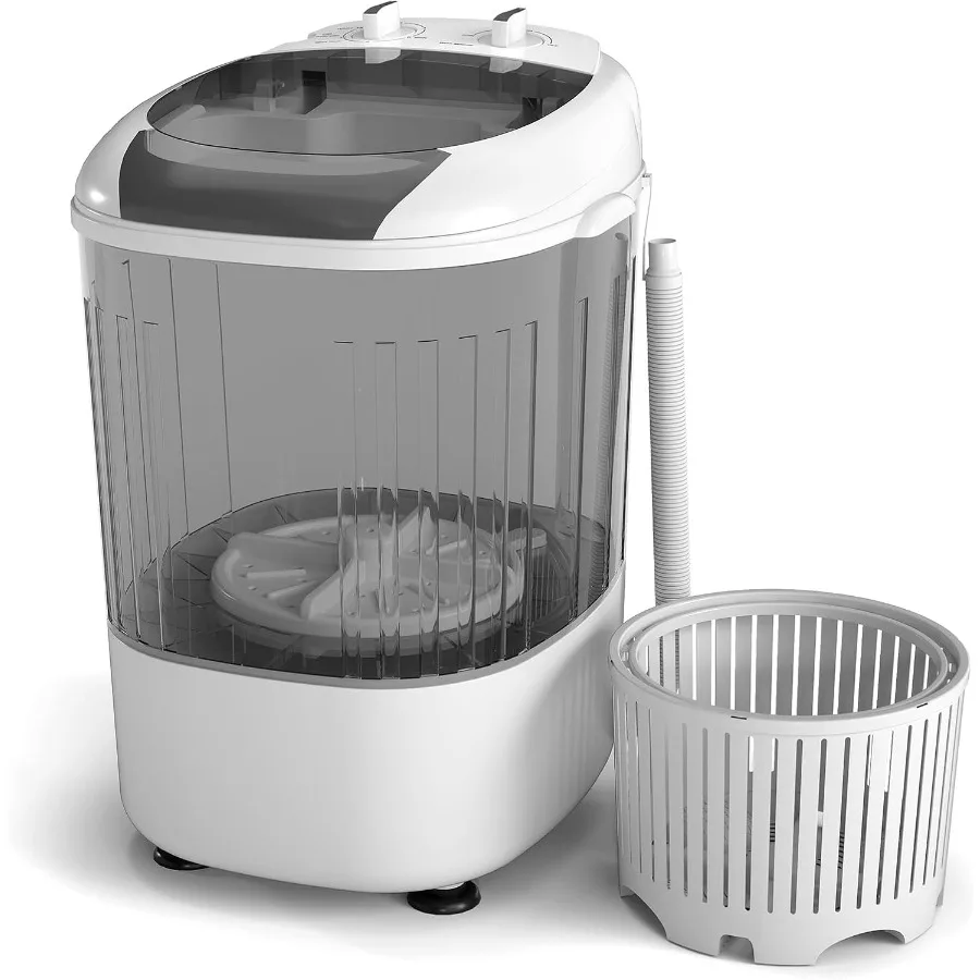 

Mini Portable Washing Machine with 5.5 lbs Capacity Compact Design Featuring Spin Tub and Drain Hose Ideal for Small Apartments