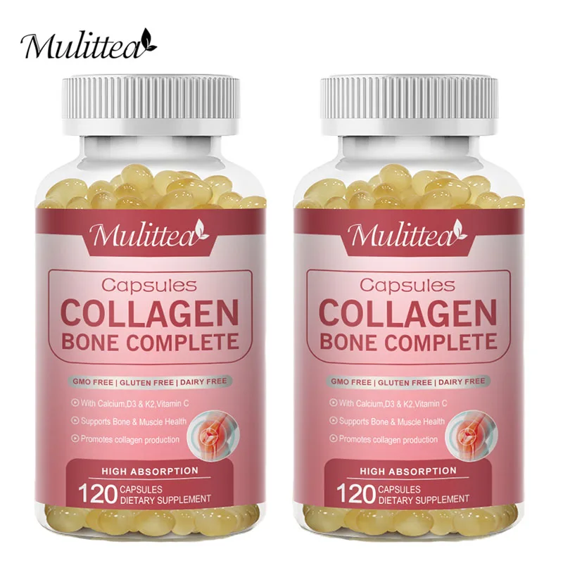 Mulittea Bone Collagen Complete Bioactive protian Peptides with Calcium&Magnesium Helps Bone Growth Calcium Absorption