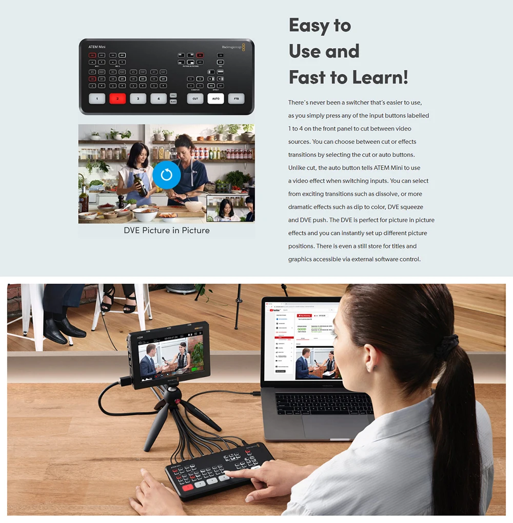 Blackmagic Design ATEM Mini Extreme ATEM Mini Pro ATEM Mini Live Stream Switcher Multi-view e registrazione nuove funzionalità