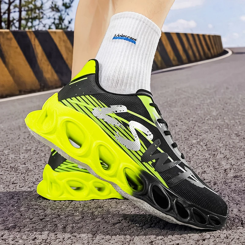 Herren-Laufschuhe, Tennisschuhe, koreanischer Stil, trendige Herren-Sportschuhe mit dicker Sohle und hohlem Design, atmungsaktives Mesh-Material, abriebfest, stoßdämpfend, für den täglichen Gebrauch, lässige Laufschuhe für Herren. – Detail 20