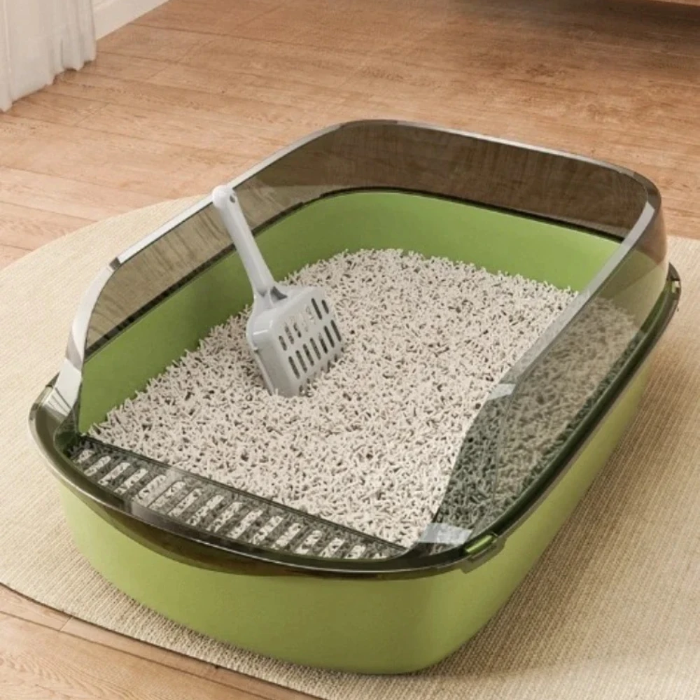 

Open Style Cat Litter Box Thickened Simple Easy To Clean Splash Proof Pet Toilet Widening and Raising Semi Enclosed Cat Toilet