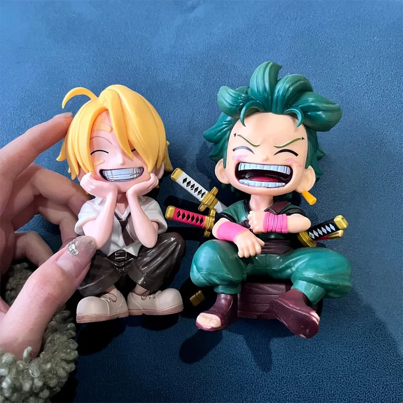 ONE PIECE Luffy Zoro Sanji Q Version Anime Figure Children Toys Handheld Action Figures Model Desktop Ornaments Birthday Gifts