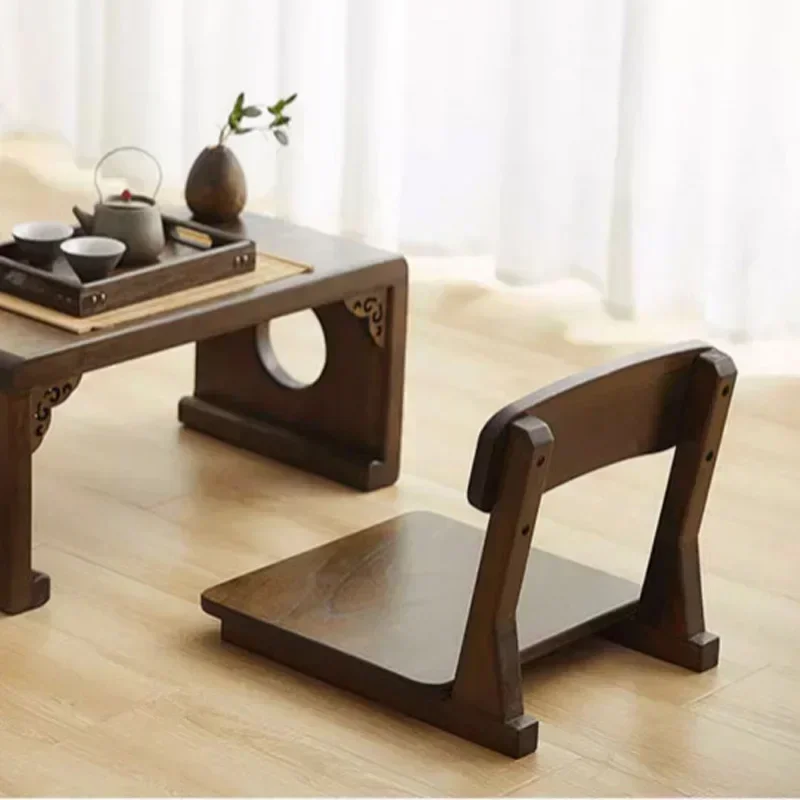 Japanese-style Solid Wood Bay Window Tatami Seat – Simple Dormitory Bed Lazy Chair Legless Stool Backrest Floor Seat Home Decor