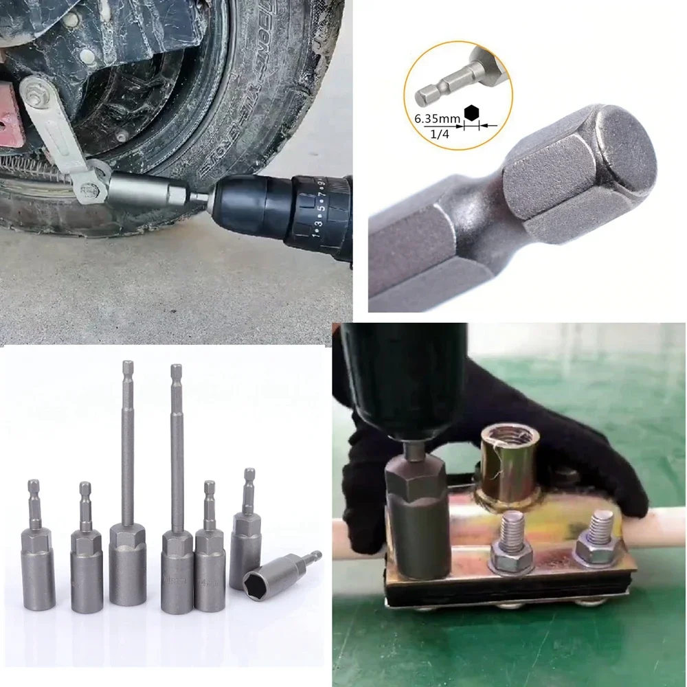 Imagem -03 - Krachtige-hex Bicos Manga Soquete Nut Conjunto Driver Brocas de Energia Impact Drivers Ferramentas de Reparação 65 mm 80 mm 150 mm