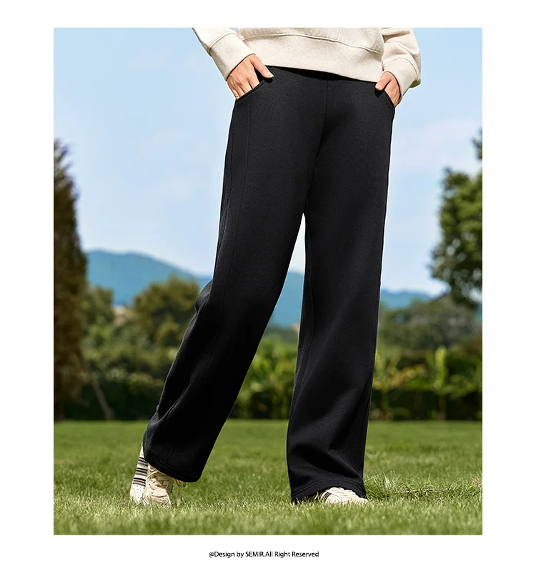 Semir Hosen Damen Thermische Antibakterielle Hosen 2024 Winter Neue Elegante Polar Fleece Einfarbige Weite Hosen – Detail 3