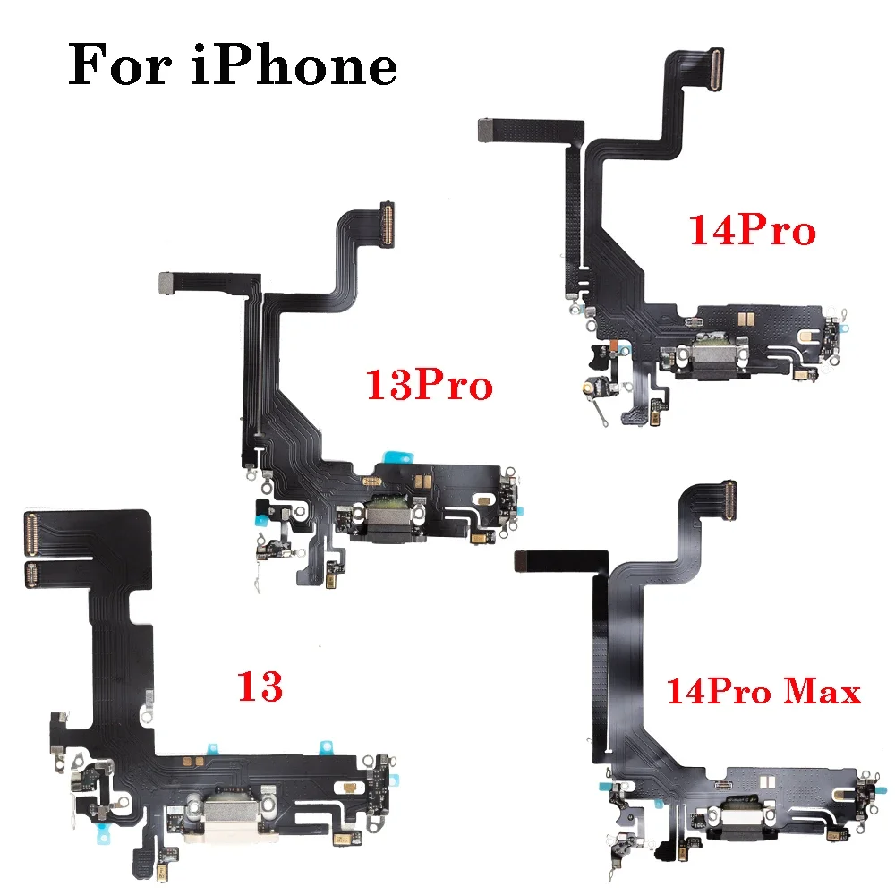 

1Pcs USB Charging Port Flex For iPhone 13 14 Pro Max Mini Dock Charger Connector With MicroPhone Headphone Audio Jack Flex Cable