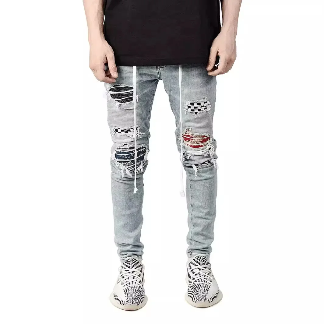 New Mens Denim Pants Slim Fit Distressed Leggings New Jeans Men