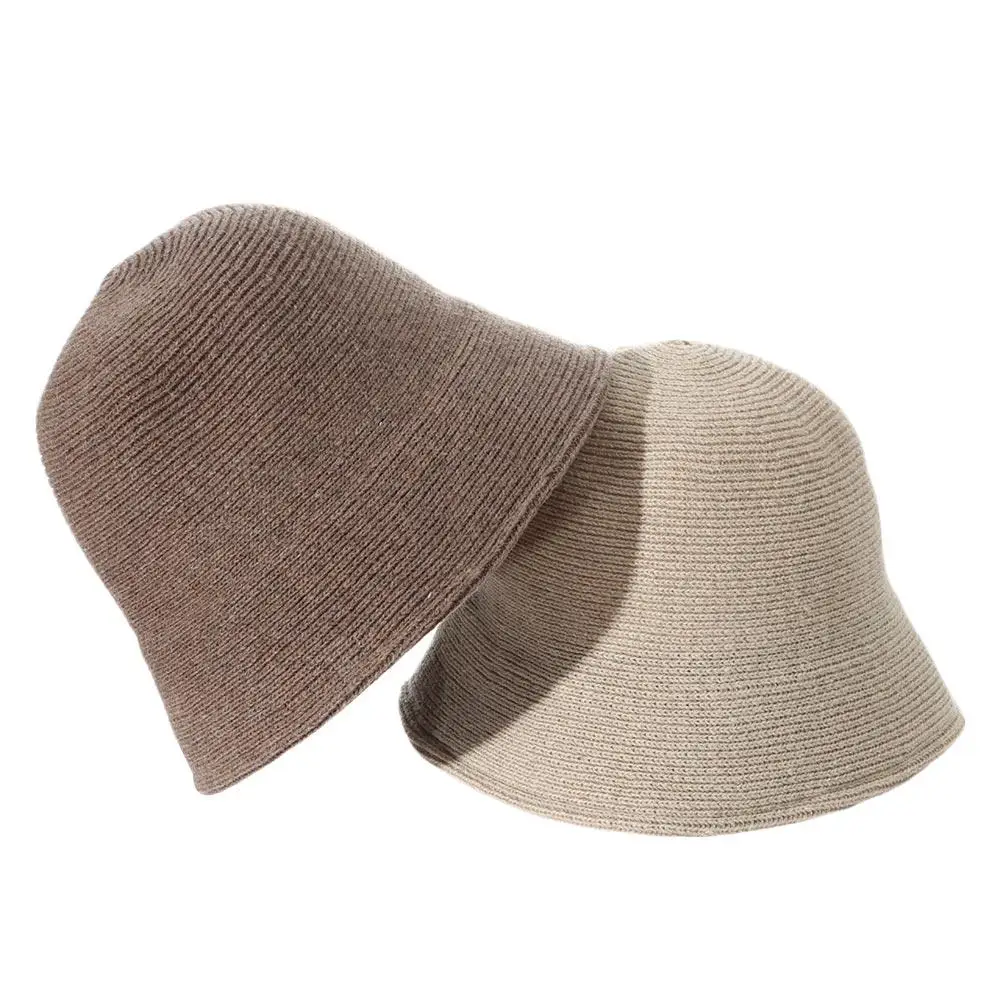 Winter Thermal Bucket Hat Solid Color Warm Wool Fisherman Cap Casual Foldable Panama Hat Women Outdoor Sunscreen Sun Cap Fashion