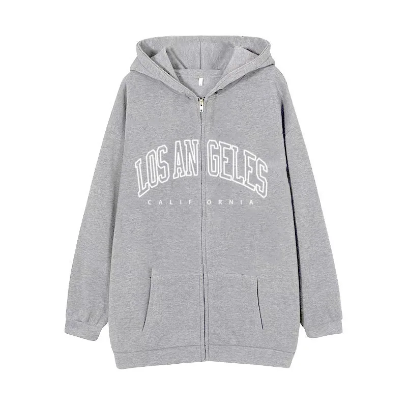 Loose and casual new product, fashionable zipper hooded sweatshirt for men and women, European and American, Los Angeles, Califo