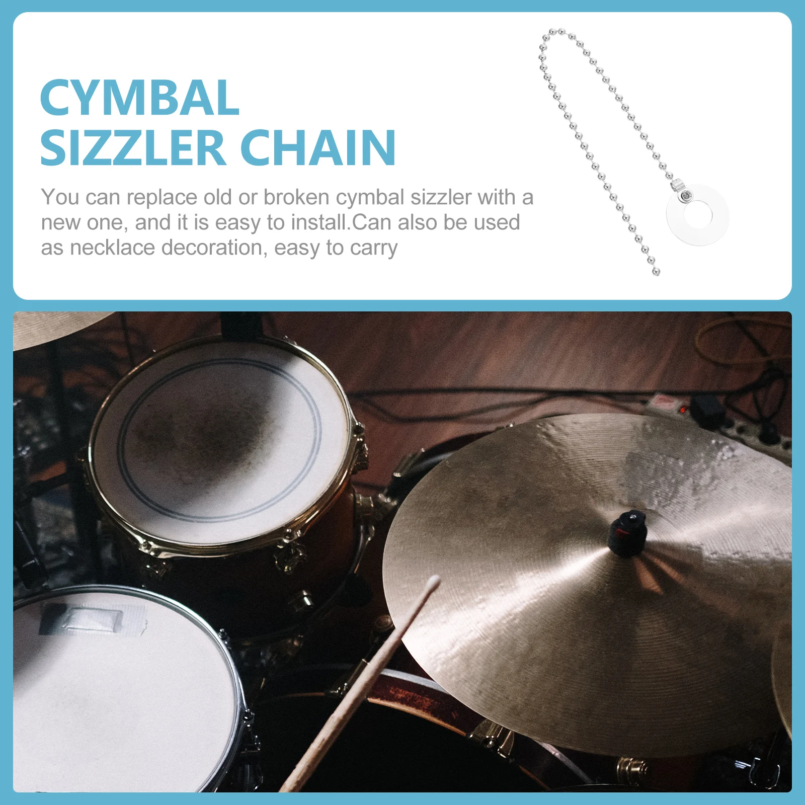 

Cymbal Alloy Extension Chain Drum Kit Accessory Professional Sound Effect Adjustment for Ride Crash Jazz