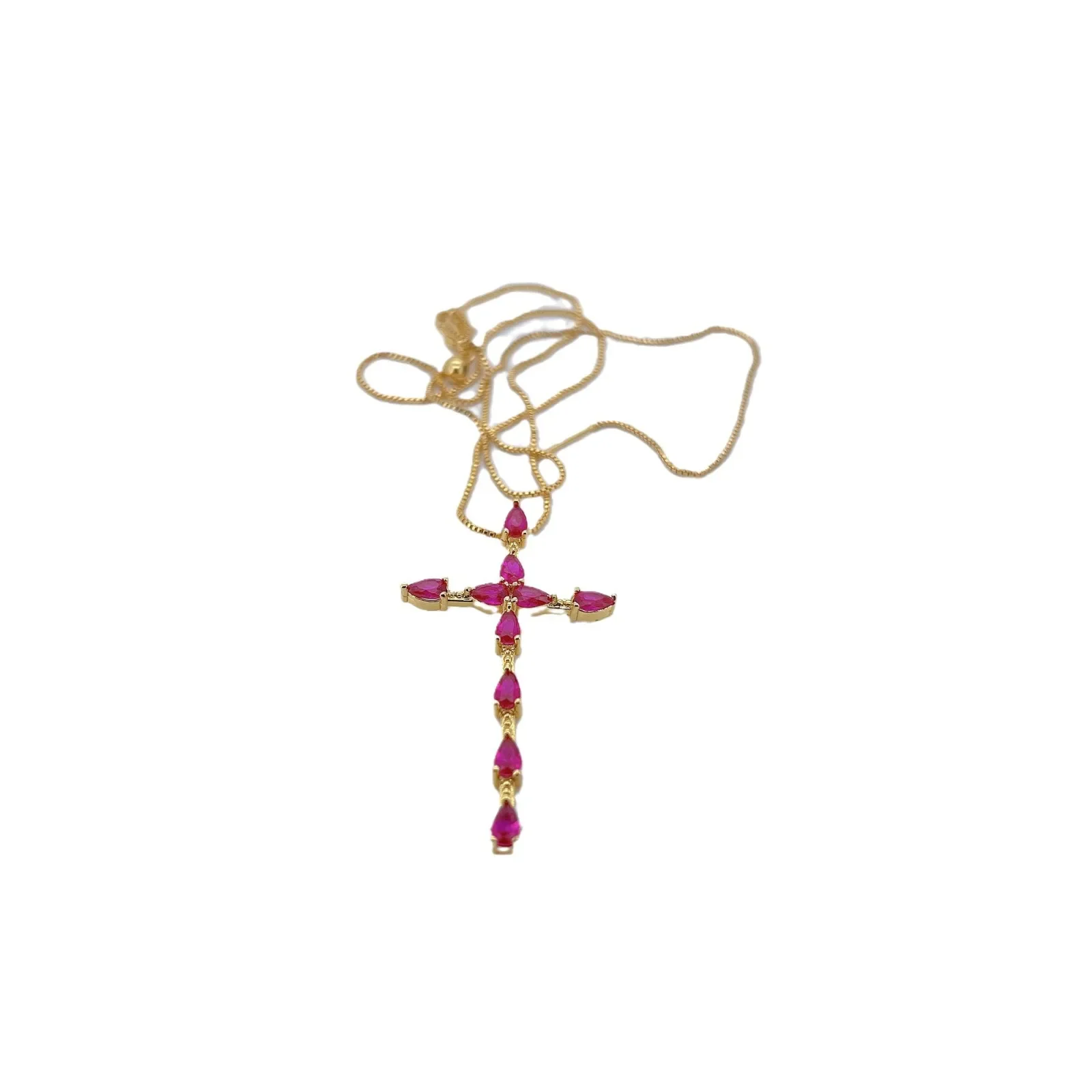 LJRIVER Color Zircon Cross Pendant for Diy Necklace Making Accessories Micro Inlay Copper Plating Jewelry 27*48mm Size Wholesale