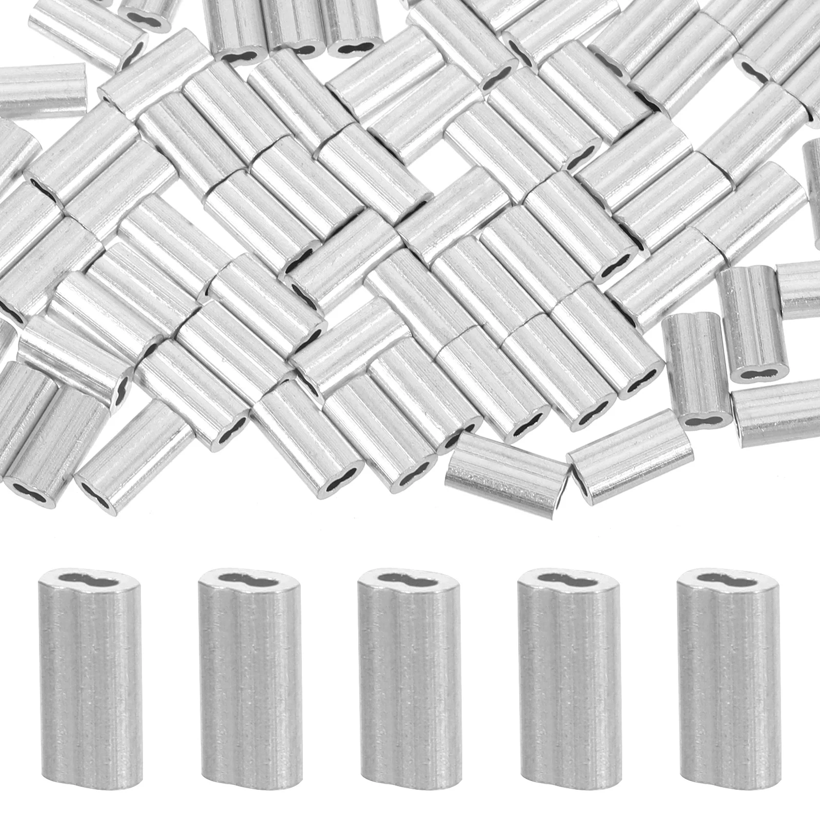 100 Pcs 8-shaped Aluminum Sleeve Wire Cable Crimping Clamps for Cables Rope Crimps Sleeves Tool