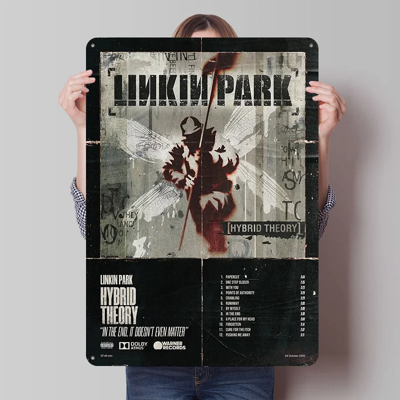 Cartel de estaño de teoría híbrida de Linkin Park, póster artístico de pared, decoración para sala de estar en casa, carteles de Metal Retro Vintage para decoración del hogar
