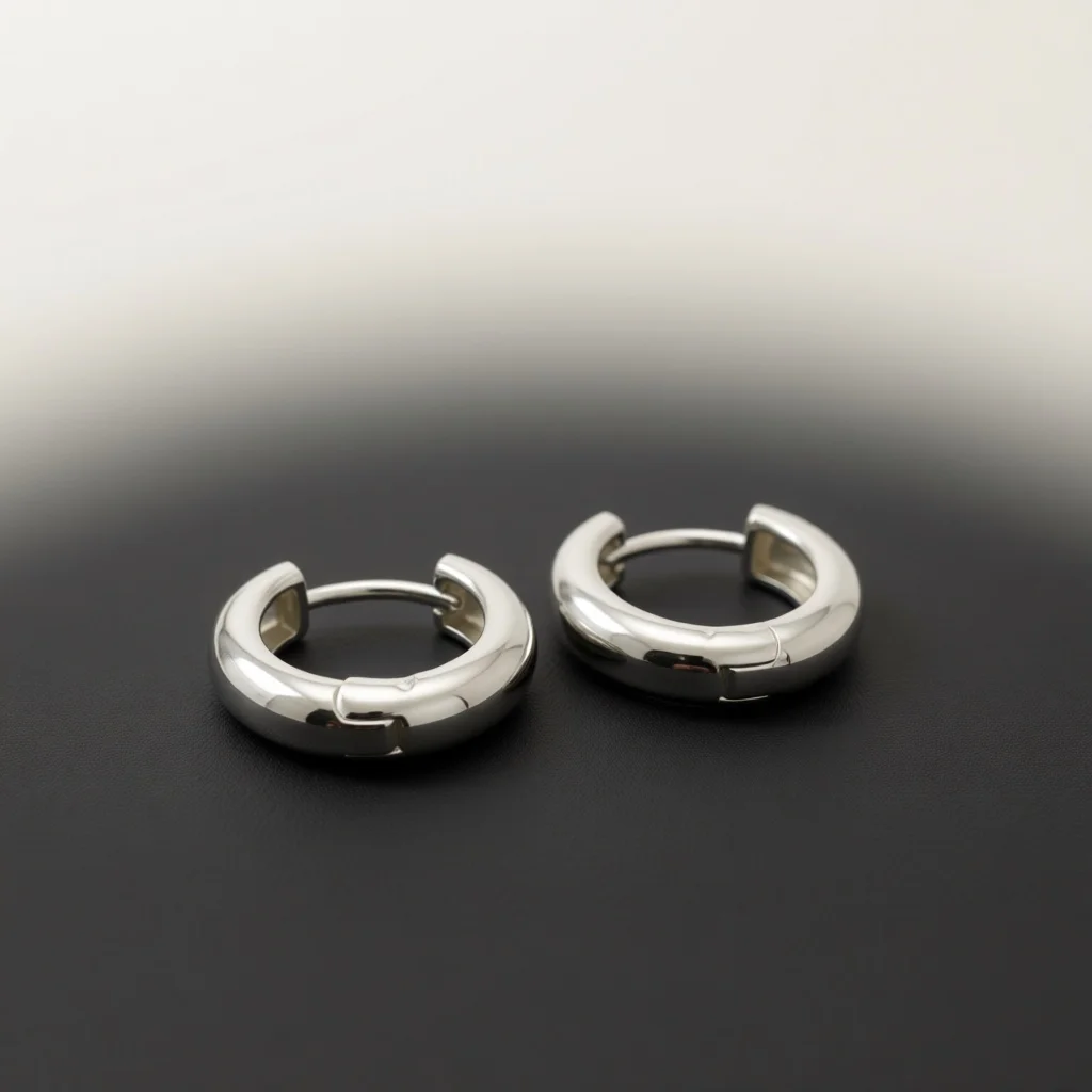 Women Silver‑Tone Plain Huggie Hoop Earrings, Smooth Polished Click‑Top Minimalist Jewelry Gift for Birthday Holiday Present