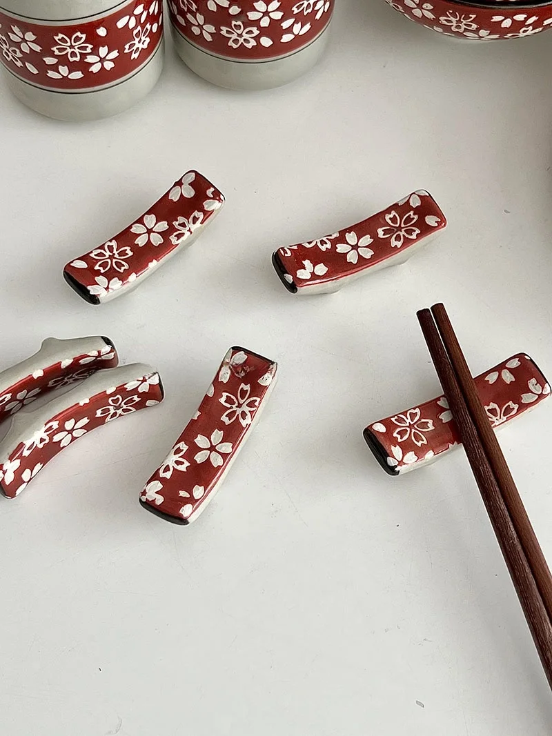 

Retro Japanese Sle Cerc Chopstis Holder Floral Design Spoon And Chopstis Rest Home Dining Utensils Organizer