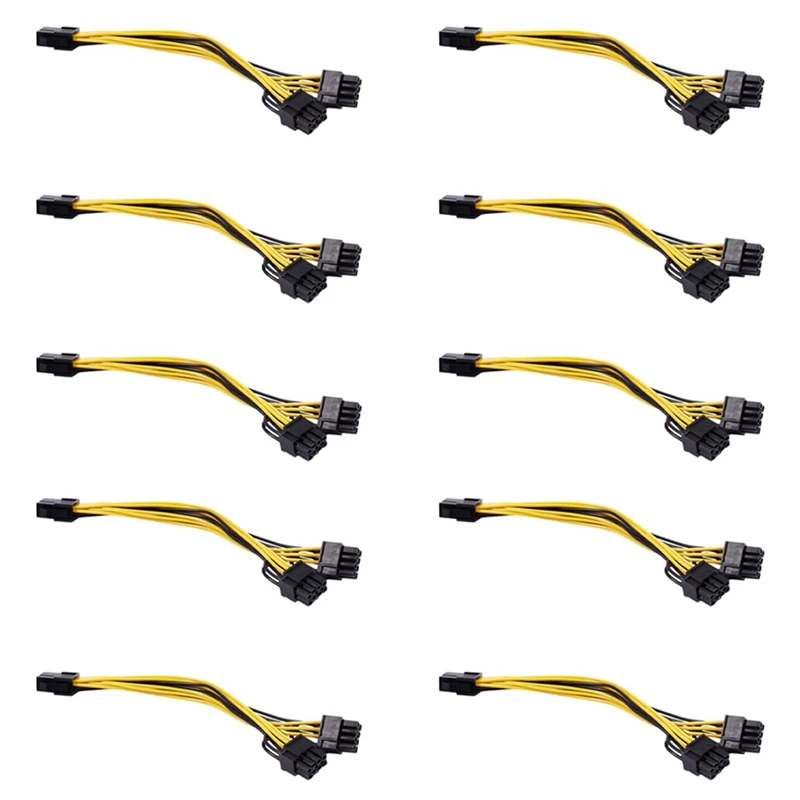 

10 Pcs 6-Pin Pci-E To 2Xpcie 8 (6+2)-Pin 20Cm Computer Graphics Power Supply Extension Cable For GPU VGA Splitter Power