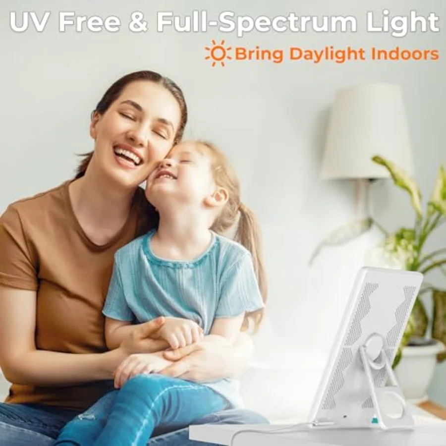 Light Lamp Portable Full Spectrum LED Light Sunlight Personal Daylight with 3 Adjustable Color＆Stepless Brightness Levels Timer