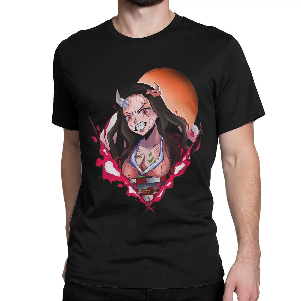 Demon Slayers Nezuko Comic T-Shirts for Men Women Anime Humorous 100% Cotton Tees O Neck Short Sleeve T Shirt Adult Clothes