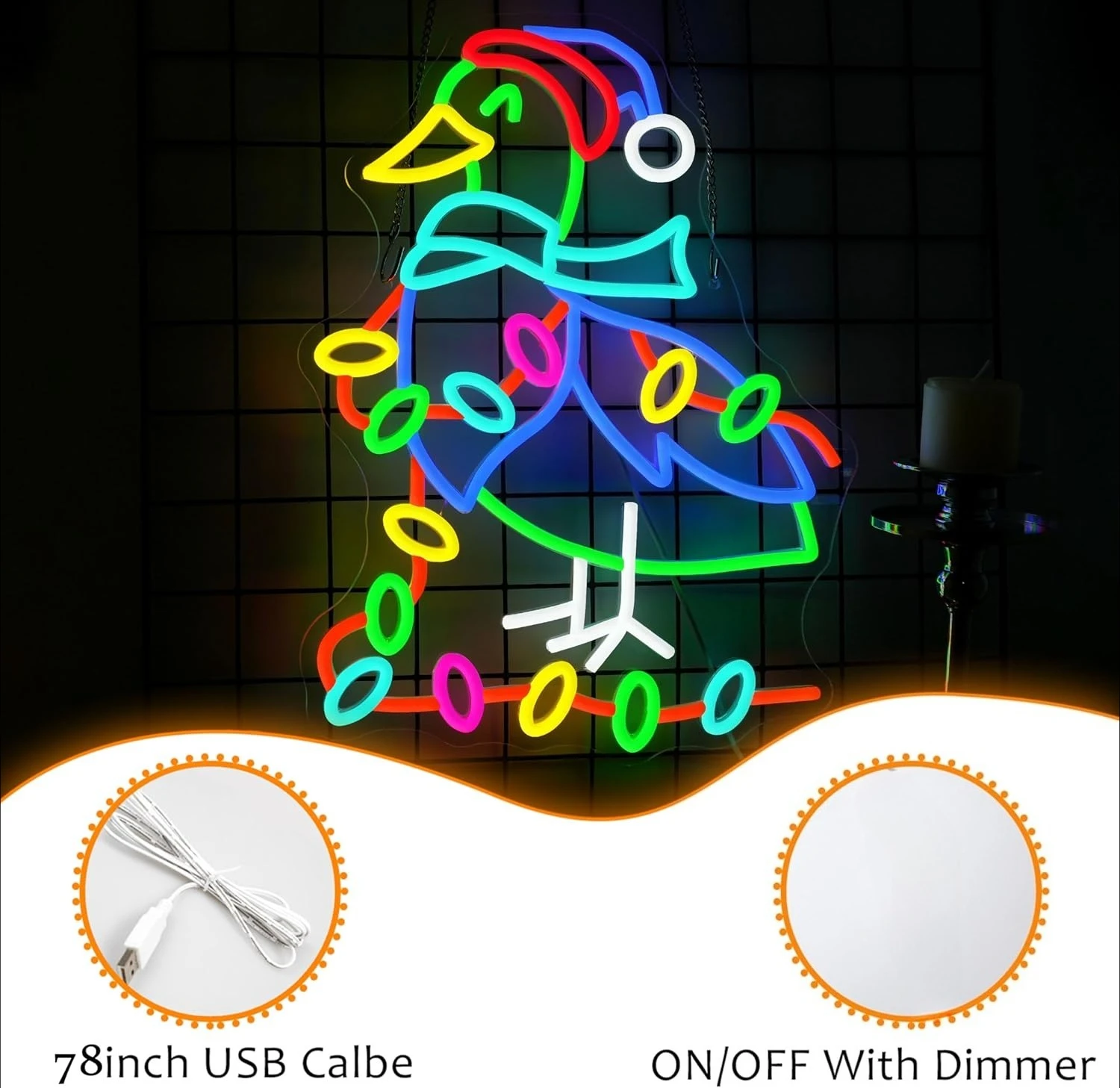عيد الميلاد بطة النيون تسجيل USB عكس الضوء مضحك الجدة بطة يرتدي سانتا قبعة LED ضوء النيون لقضاء عطلة المنزل القهوة بار ديكور