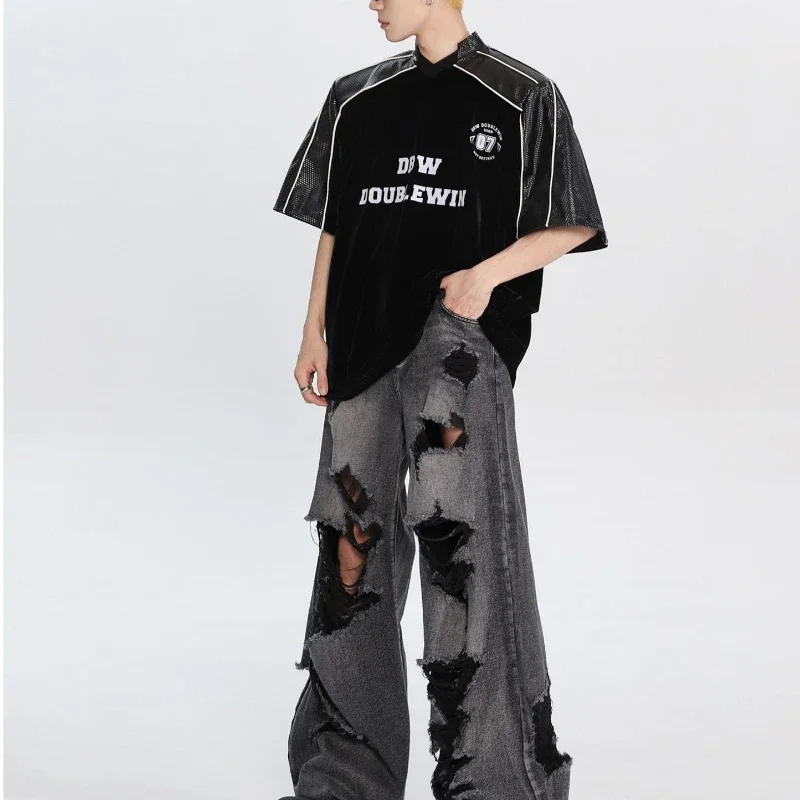 Men Wide-legged Pants Wide-leg Pants Jeans Men Women Man's Clothing Vintage Y2K Hipster Summer Solid Streetwear Baggy Trouser