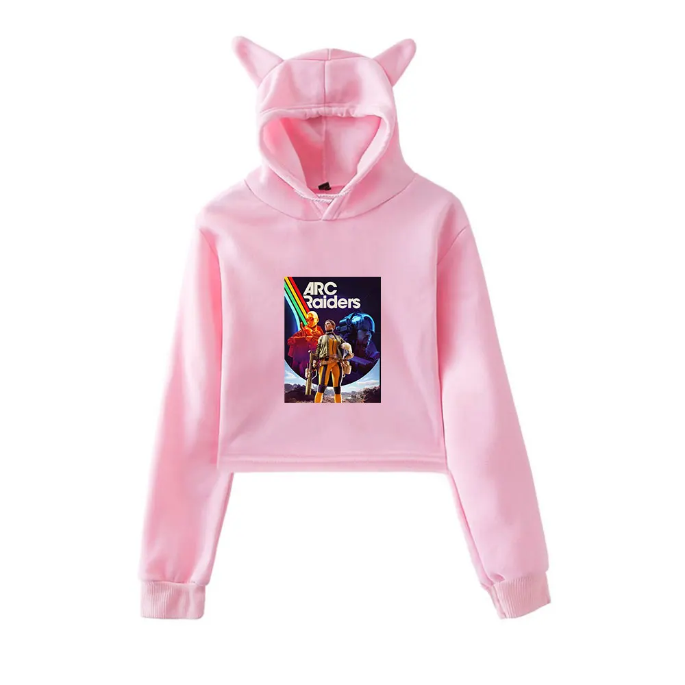 

ARC Raiders Merch винтажная уличная одежда 90-х годов толстовки с капюшоном для девочек укороченный модный спортивный пуловер с кошачьими ушками