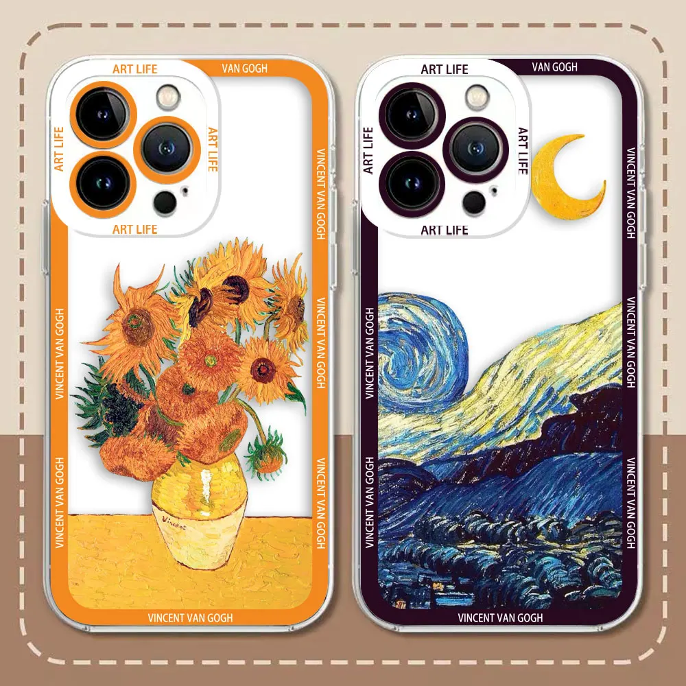 Sunflowers Starry Night V-Van G-Gogh Clear Case For REALME 5 6 7 7I 8 8I 9 9I 10 C67 C55 C53 C35 C33 C31 C30 C21Y C20 C15 Case