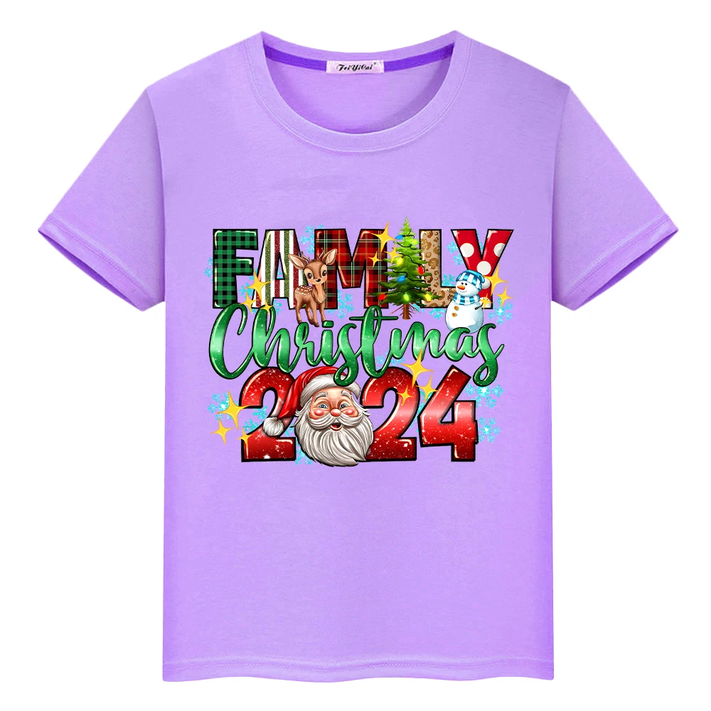 Christmas Graphics t shirt for kids boy 10years Cotton Tops anime Short Merry Christmas Cute Tees  y2k one piece girls clothes