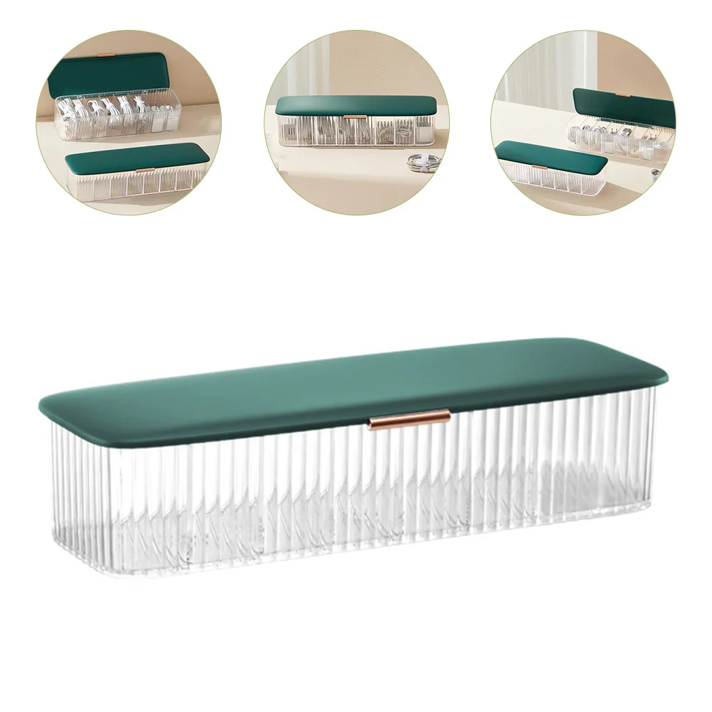 

Multi-Grid Cable Management Box Dustproof Transparent Cord Storage Organizer Desktop Charging Cable Storage Holder