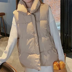 Women Mock Neck Pocket Solid Thermal Coat Vest Zipper Thickened Warm Loose Jacket Casual Puffer Jackets For Women Fall Winter