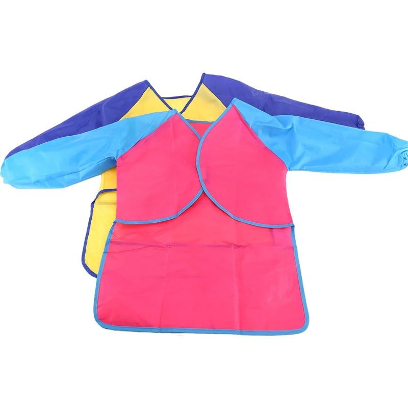 Confezione da 2 grembiuli artistici per bambini, grembiuli da pittura per artisti impermeabili per bambini manica lunga con 3 tasche per età 2-6 anni
