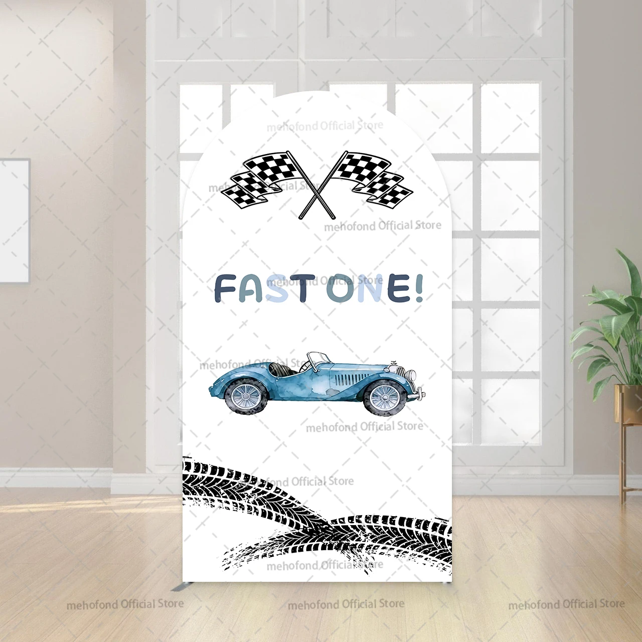 

Mehofond на заказ, 2-сторонний синий гоночный автомобиль, гоночный быстрый один мальчик, день рождения, вечеринка, чехол для детского душа, арка Chiara, фон для декора, фон