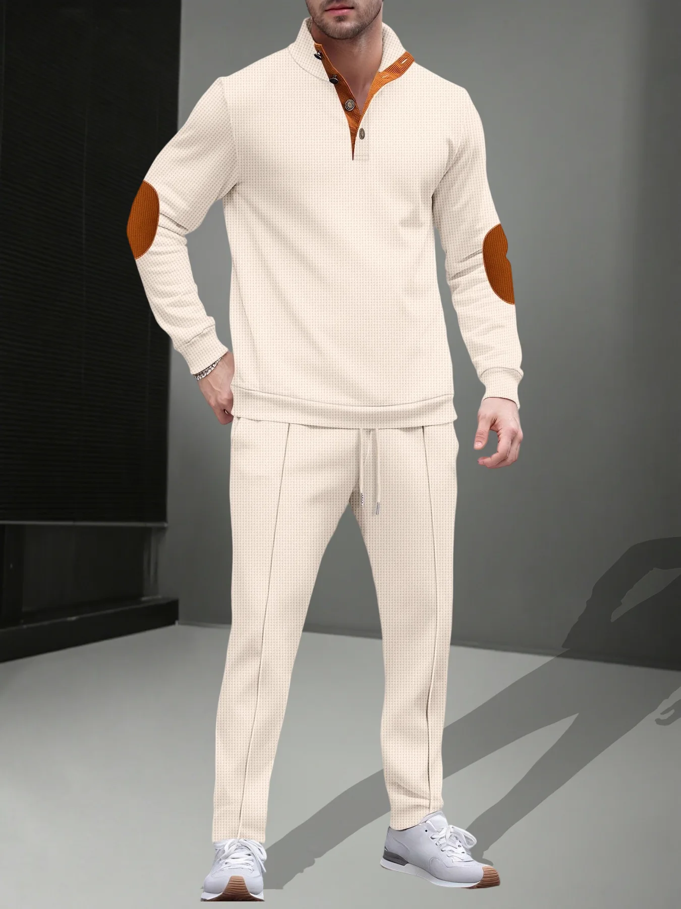 الأوروبي الخريف/الشتاء الرجال الهراء متقلب هوديي مجموعة الوقوف طوق اللون حجب الرياضة و بناطيل كاجوال قطعتين مجموعة