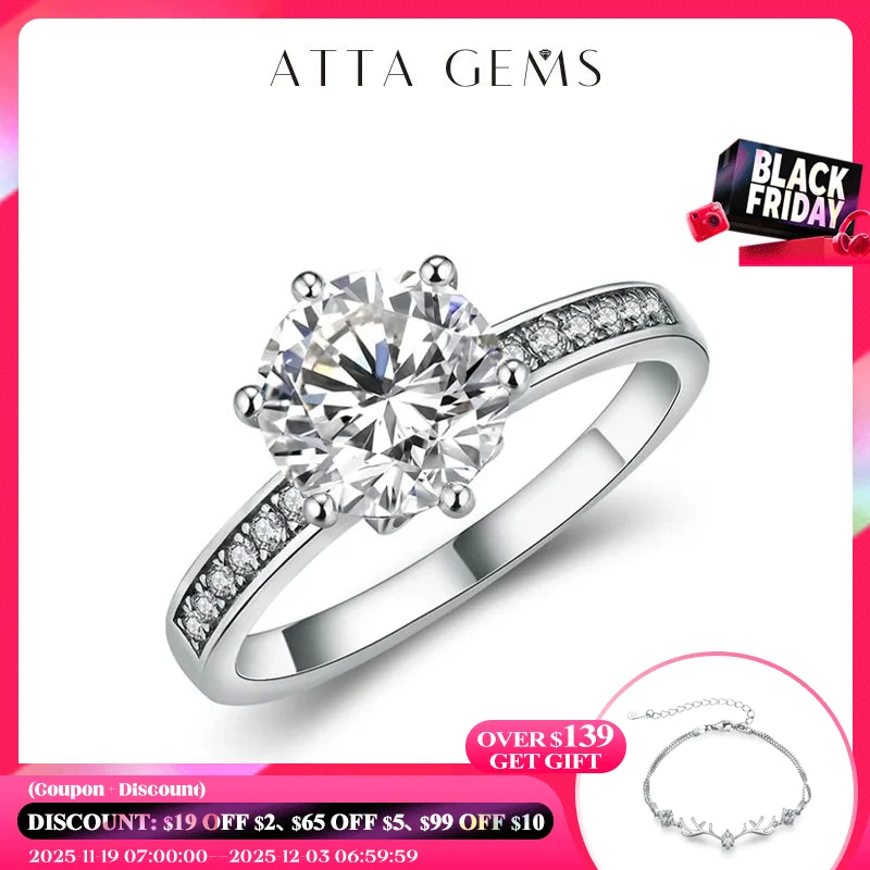 

Женское кольцо из серебра 925 пробы, с муассанитом