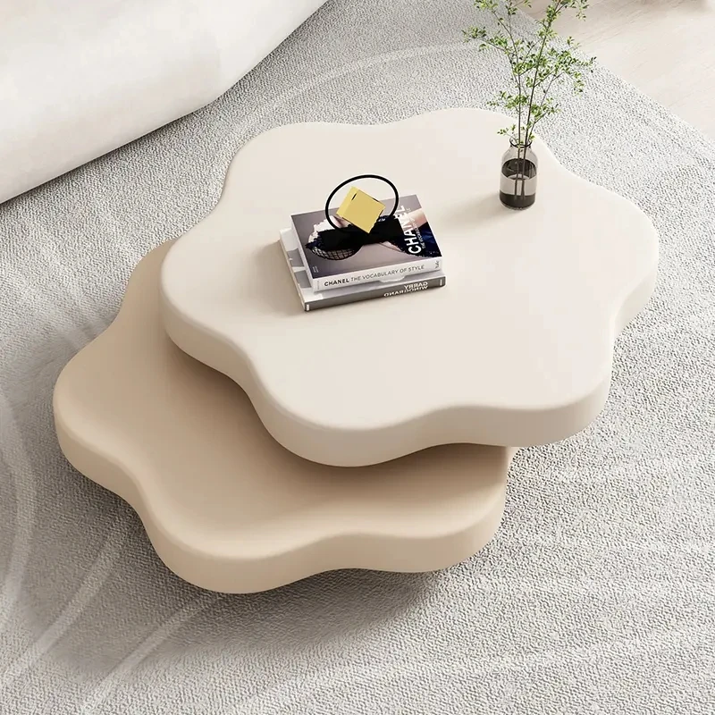 

Nordic Living Room Moveable White Wood Flower Coffee Table Storage Household Simple Modern Tea Table Apartment Adjustable Table