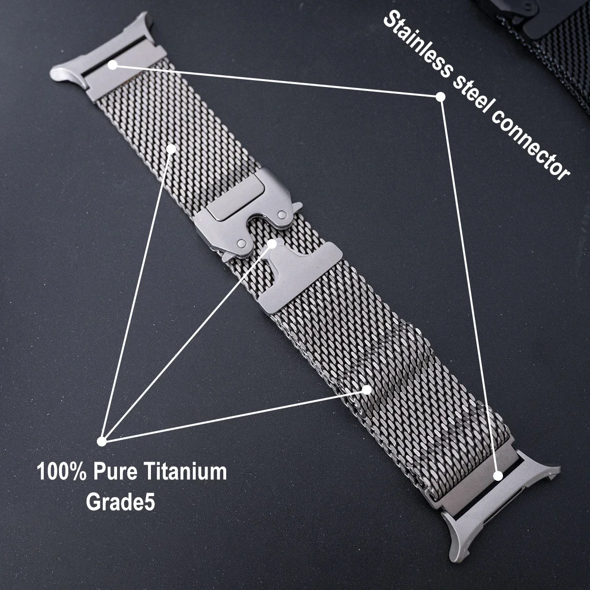 Reines Titan Milanese Offizielles Armband für Samsung Galaxy Watch Ultra/Ultra2 47mm Titanband für Galaxy Watch 7 Ultra Armband – Detail 2